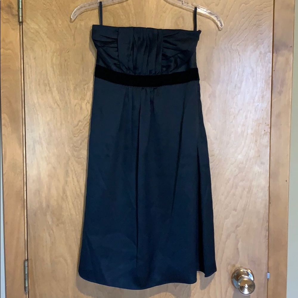 BR Black silk strapless dress